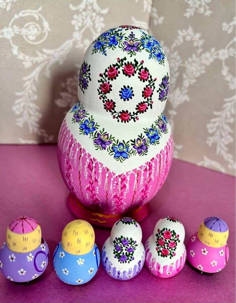 オリガ・ミッチナ作　ダルマ型 マトリョーシカ　6ピース　３人の子供 オリガ・ミッチナ作 ダルマ型 マトリョーシカ 6ピース 3人の